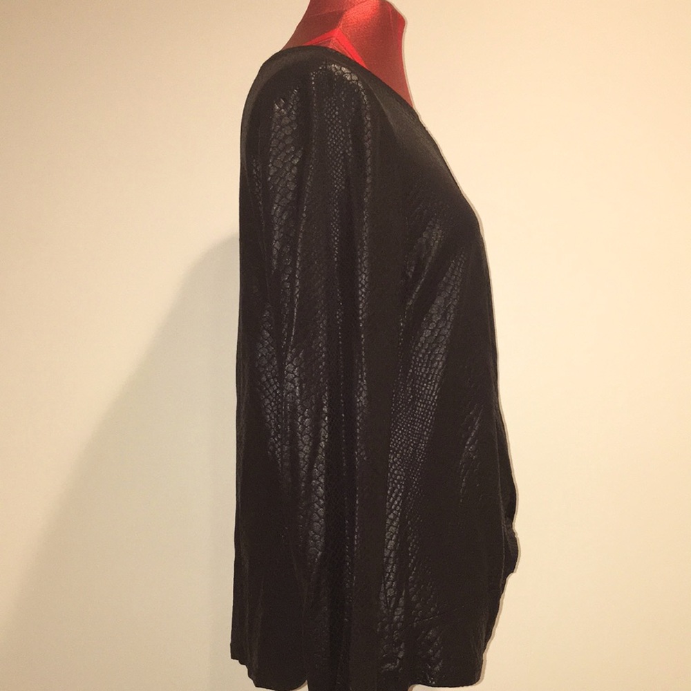 INC International Concepts Black Alligator Print Top. - Picture 2 of 6